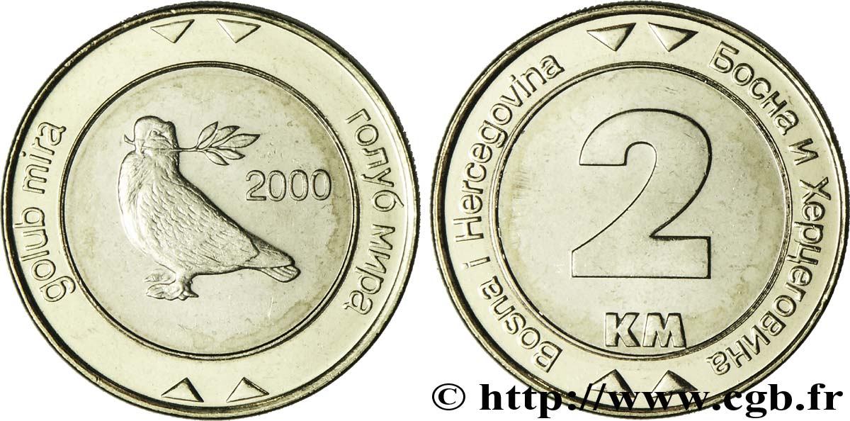 BOSNIA HERZEGOVINA 2 Konvertible Marka Colombe de la Paix 2000  MS 