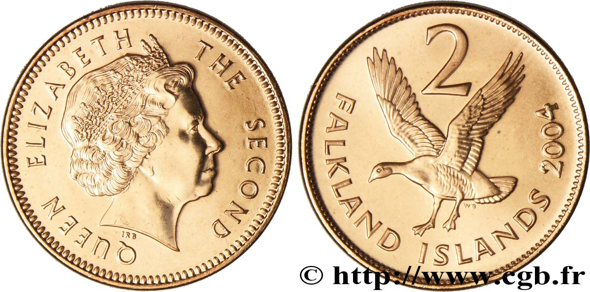 FALKLAND 2 Pence Elisabeth II / Grande Oie de Magellan 2004  MS 