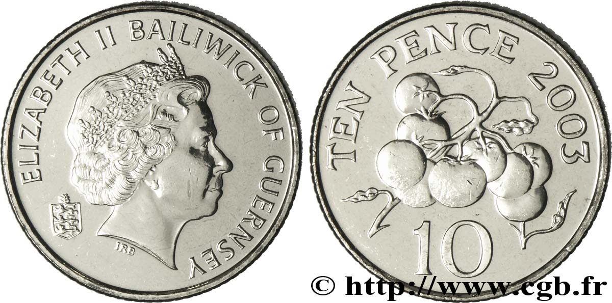 GUERNSEY 10 Pence Elisabeth II / plant de tomates 2003  MS 
