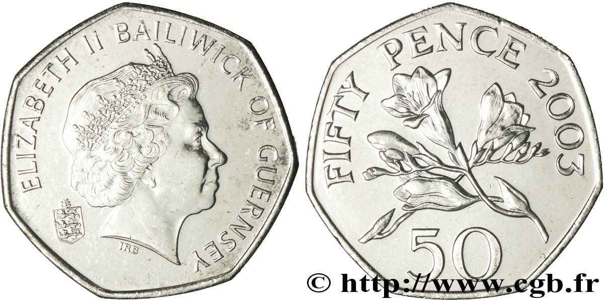 GUERNSEY 50 Pence Elisabeth II / fleurs de Fresia 2003  SC 