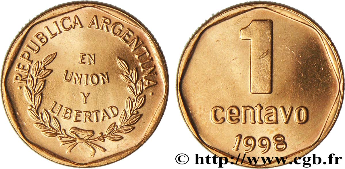 ARGENTINA 1 Centavo 1998  MS 