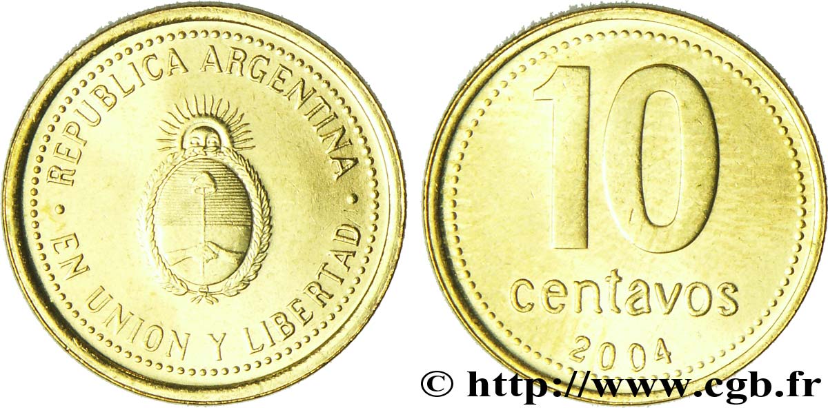 ARGENTINA 10 Centavos emblème 2004  SC 