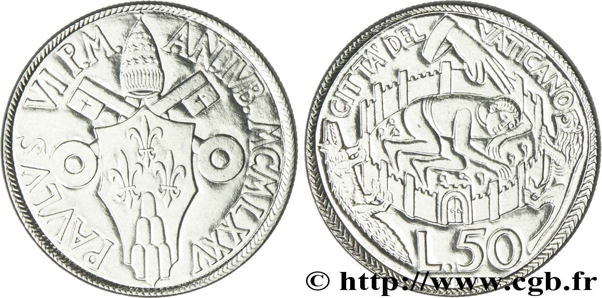 VATICAN AND PAPAL STATES 50 Lire Année Jubilaire 1975 Rome MS 