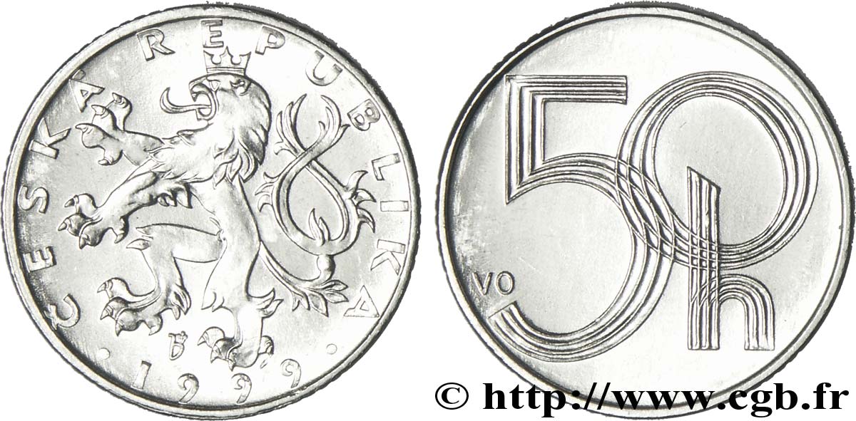 CZECH REPUBLIC 50 Haleru lion tchèque / feuille 1999 Jablonec nad Nisou MS 