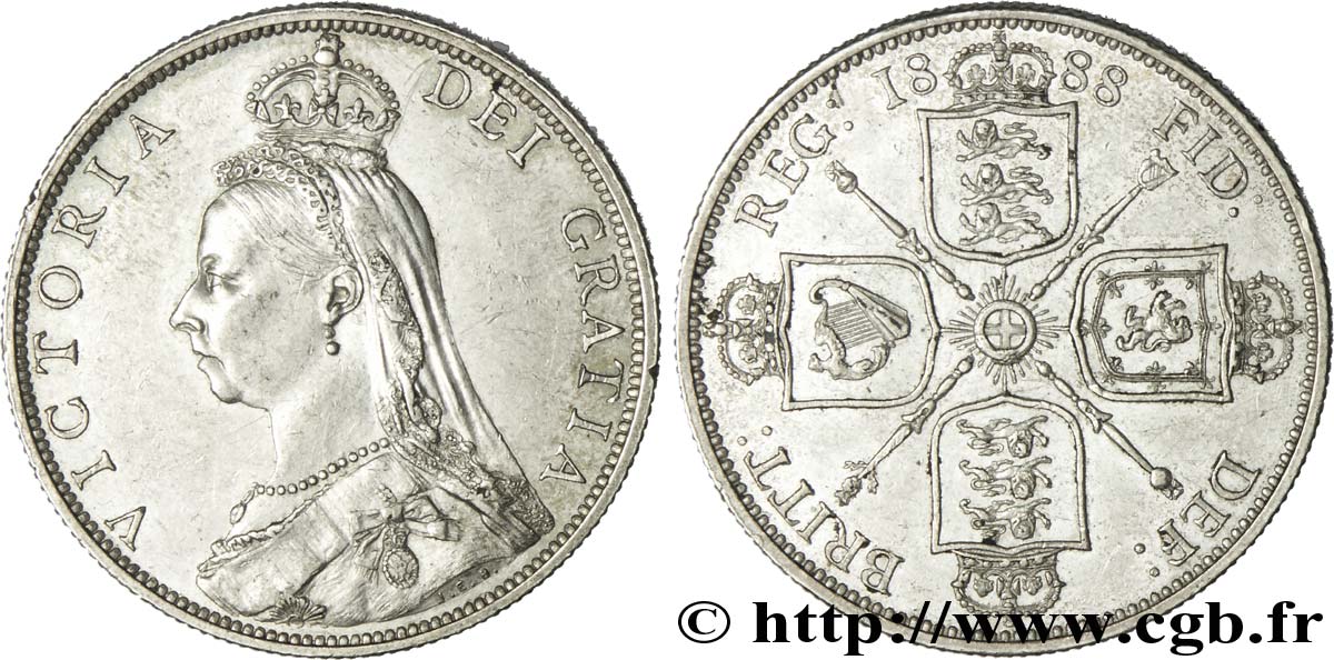UNITED KINGDOM 1 Florin Victoria buste du jubilé 1888  AU 
