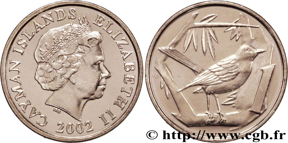 ISOLE CAYMAN 1 Cent Elisabeth II / oiseau 2002 Cardiff, British Royal Mint MS 