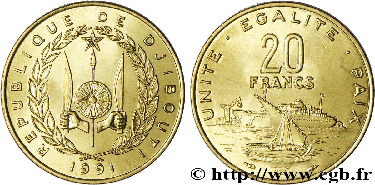 DSCHIBUTI 20 Francs 1991 Paris fST 