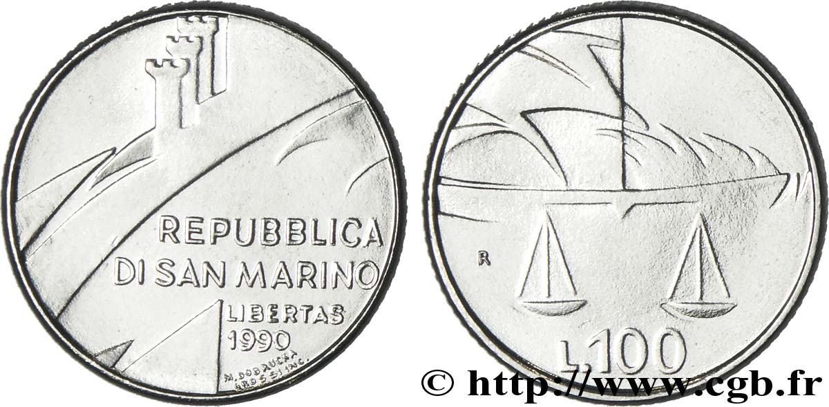 SAN MARINO 100 Lire 1600 ans d’histoire 1990 Rome - R fST 
