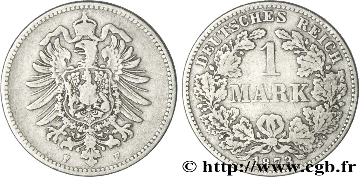 DEUTSCHLAND 1 Mark Empire aigle impérial 1873 Stuttgart - F fSS 