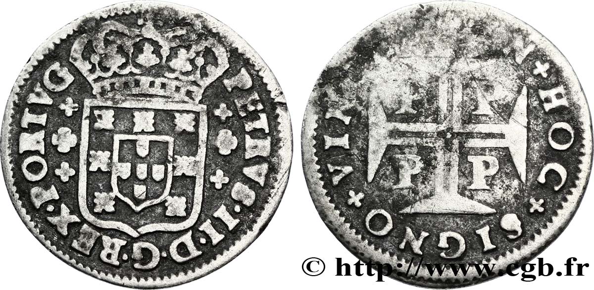 PORTUGAL 3 Vintens (60 Reis) Pierre II (1648-1706) N.D. Porto fS 