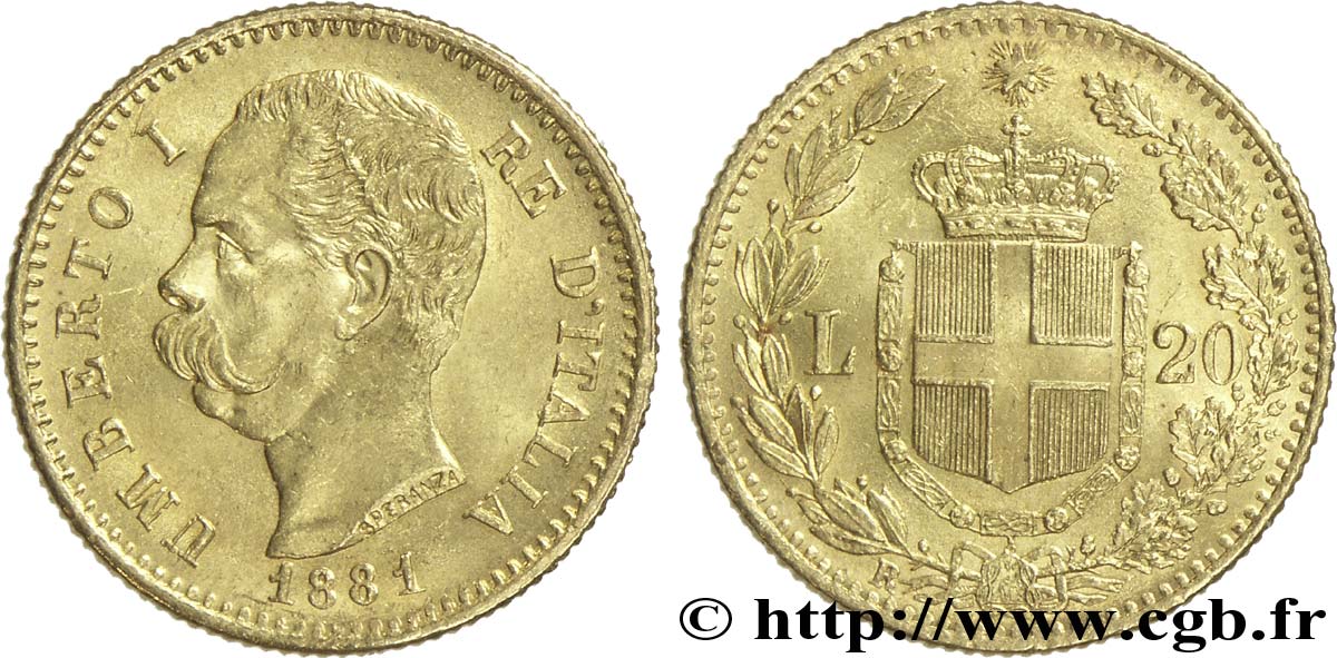 ITALIA 20 Lire Umberto Ier 1881 Rome - R EBC 