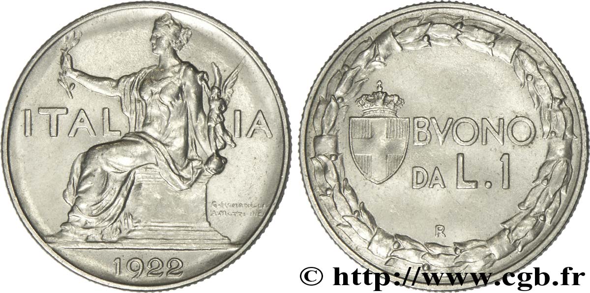 ITALIA 1 Lira (Buono da L.1) Italie assise 1922 Rome - R SPL 
