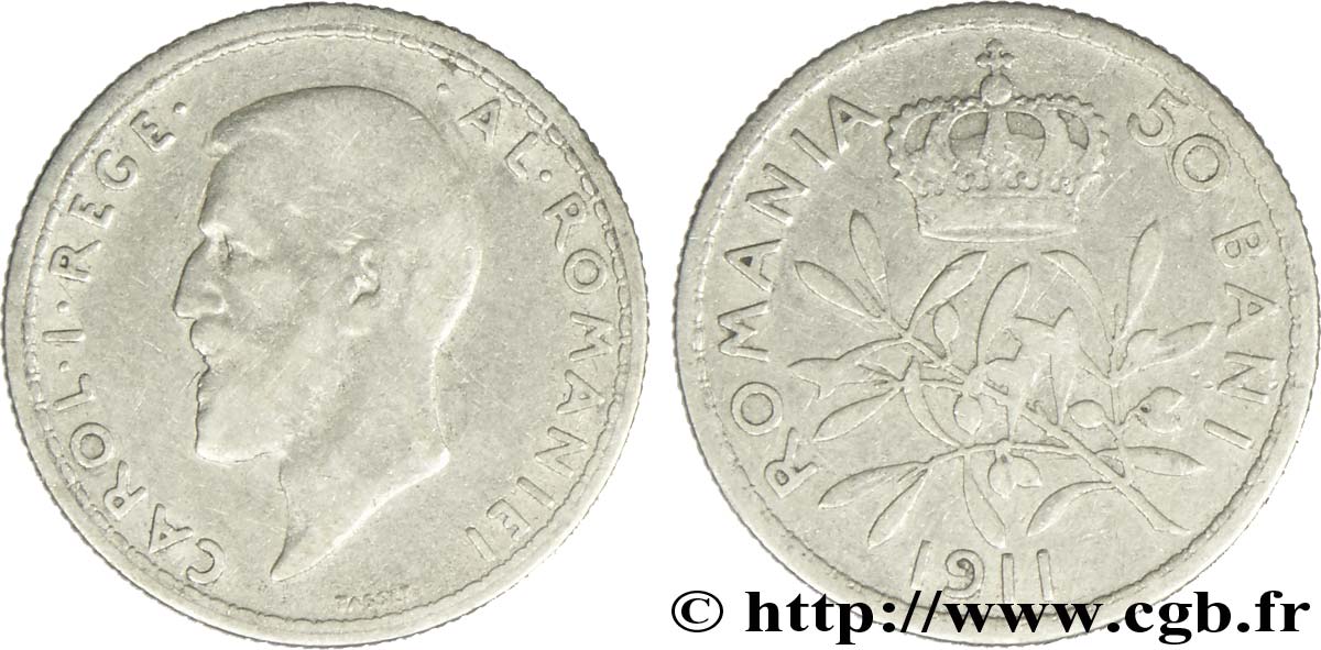 ROMANIA 50 Bani Charles Ier 1911  q.BB 
