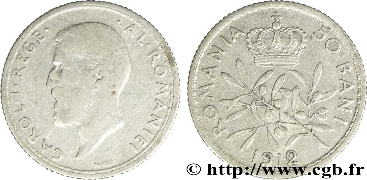 ROMANIA 50 Bani Charles Ier 1912  VF 