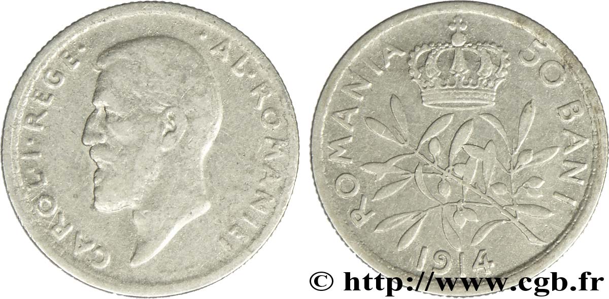 ROMANIA 50 Bani Charles Ier 1914  q.BB 