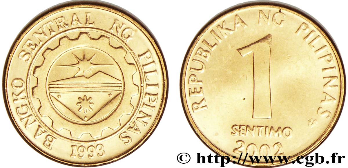 PHILIPPINEN 1 Sentimo sceau de la Banque Centrale des Philippines 2002  fST 