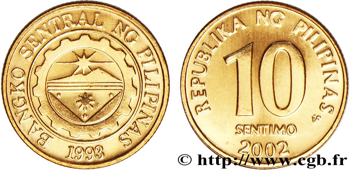 FILIPPINE 10 Sentimos sceau de la Banque Centrale des Philippines 2002  MS 