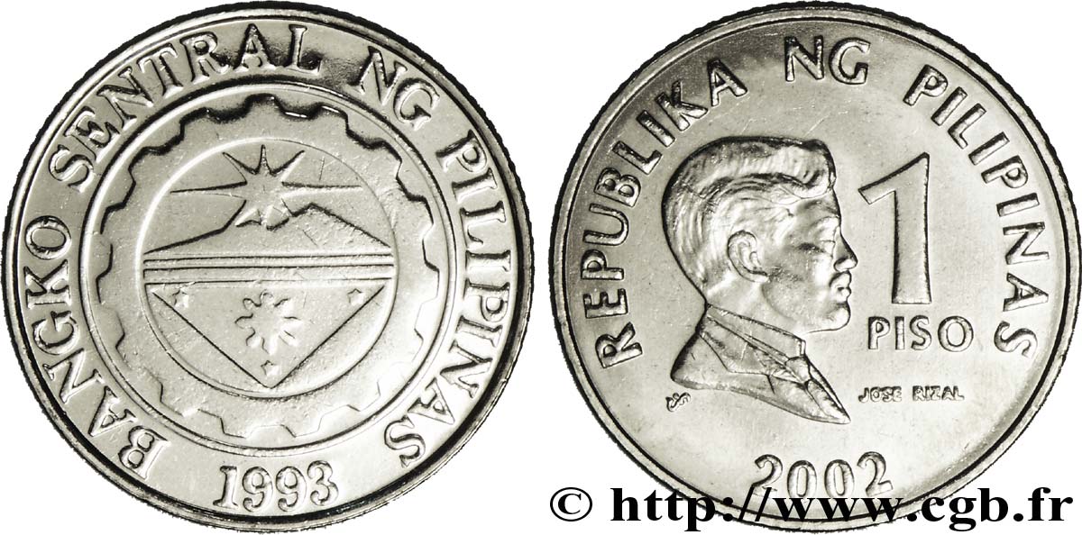 FILIPPINE 1 Piso sceau de la Banque Centrale des Philippines / José Rizal 2002  MS 
