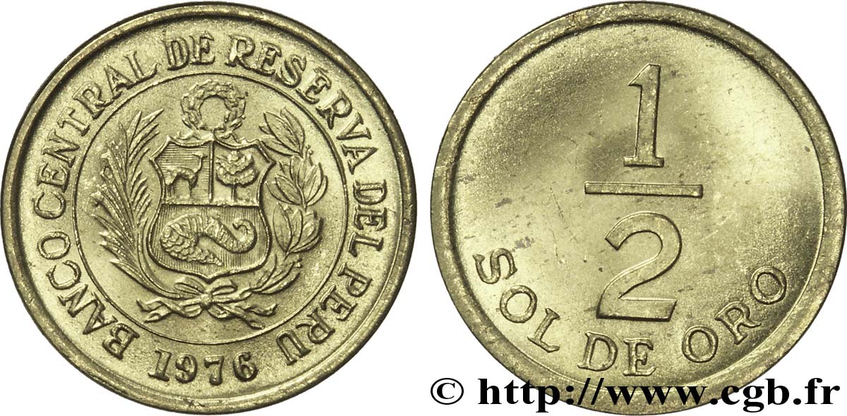 PERú 1/2 Sol de Oro emblème 1976  SC 