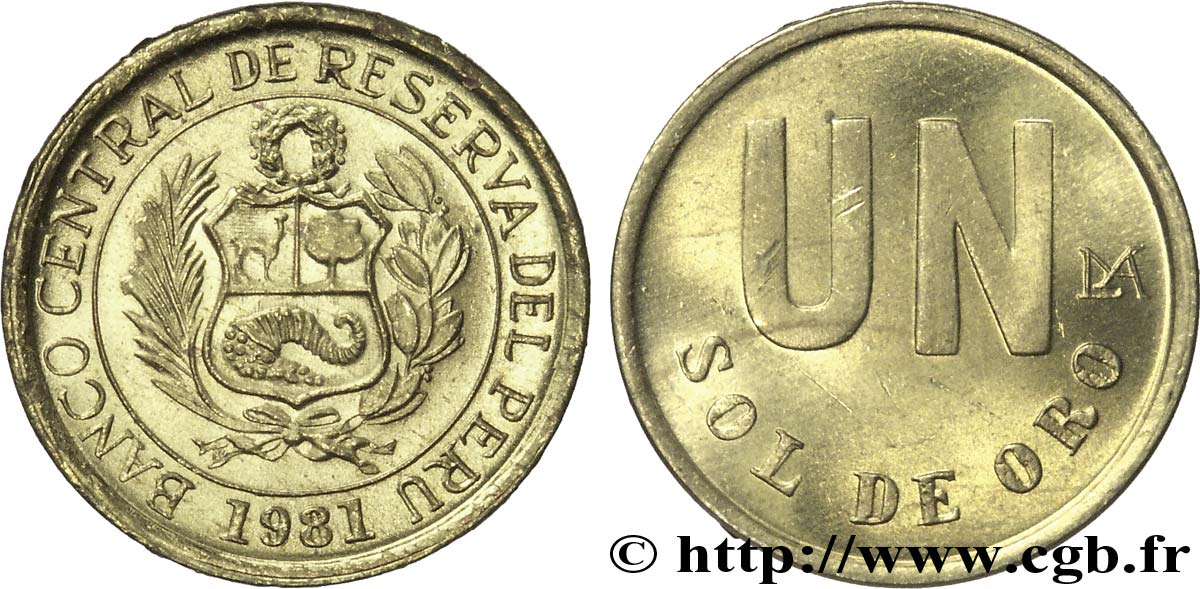 PERU 1 Sol de Oro emblème 1981 Lima MS 