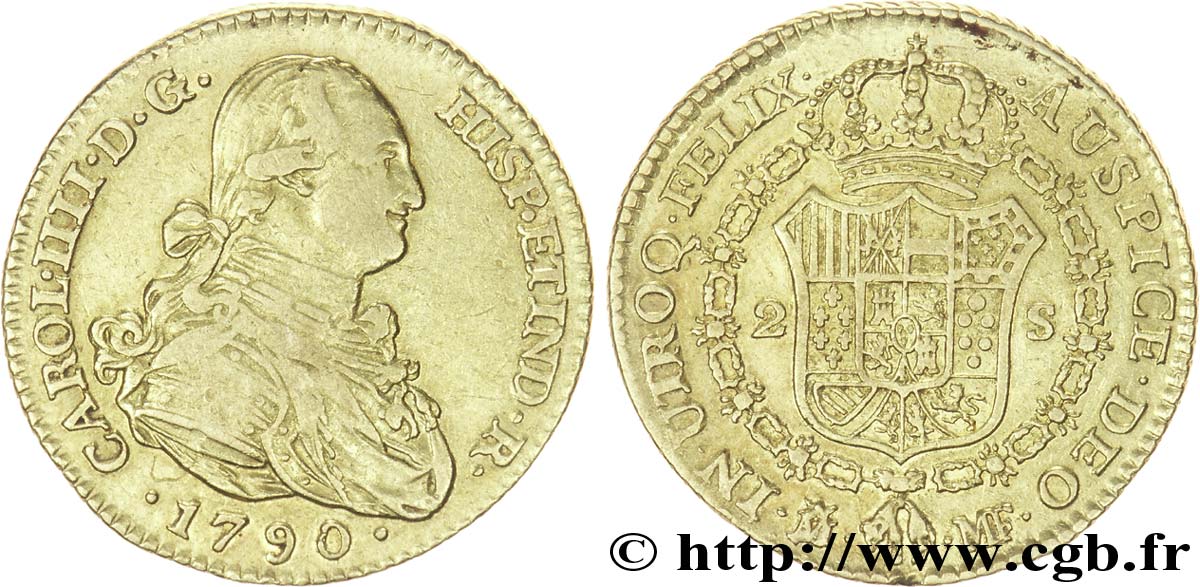 ESPAÑA 2 Escudos Charles IIII / armes M 1790 Madrid MBC 
