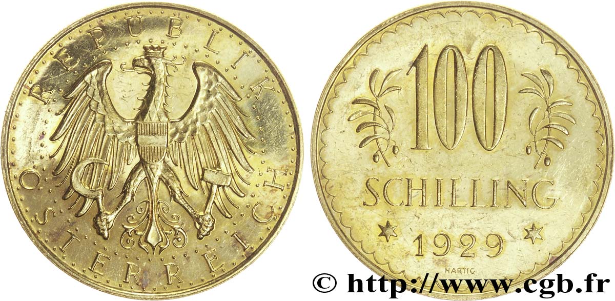 AUSTRIA 100 Schilling Aigle héraldique aux armes de l Autriche  1929 Vienne SPL55 
