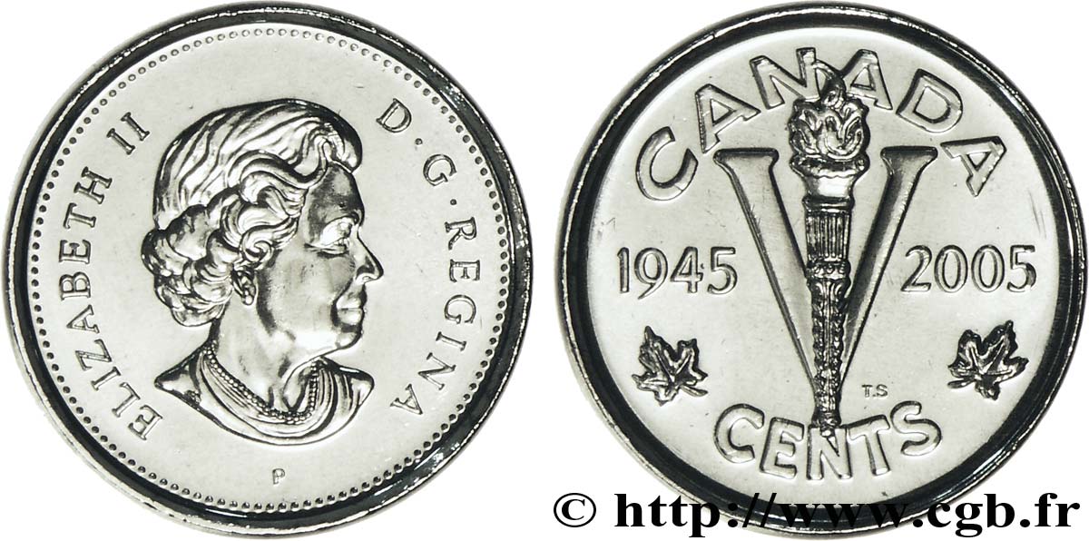 CANADA 5 Cents 60e anniversaire fin de la Seconde Guerre Mondiale 2005  MS 
