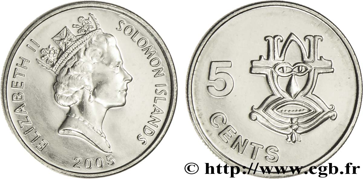 SOLOMON-INSELN 5 Cents Elisabeth II / masque 2005  fST 