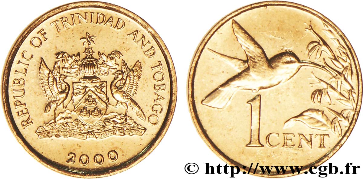 TRINIDAD Y TOBAGO 1 Cent emblème / colibri 2000  SC 