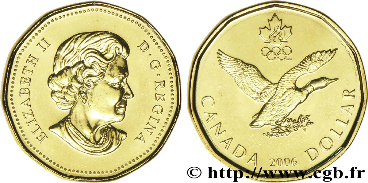 CANADá
 1 Dollar Lucky Loonie : Elisabeth II / canard s’envolant 2006  SC 