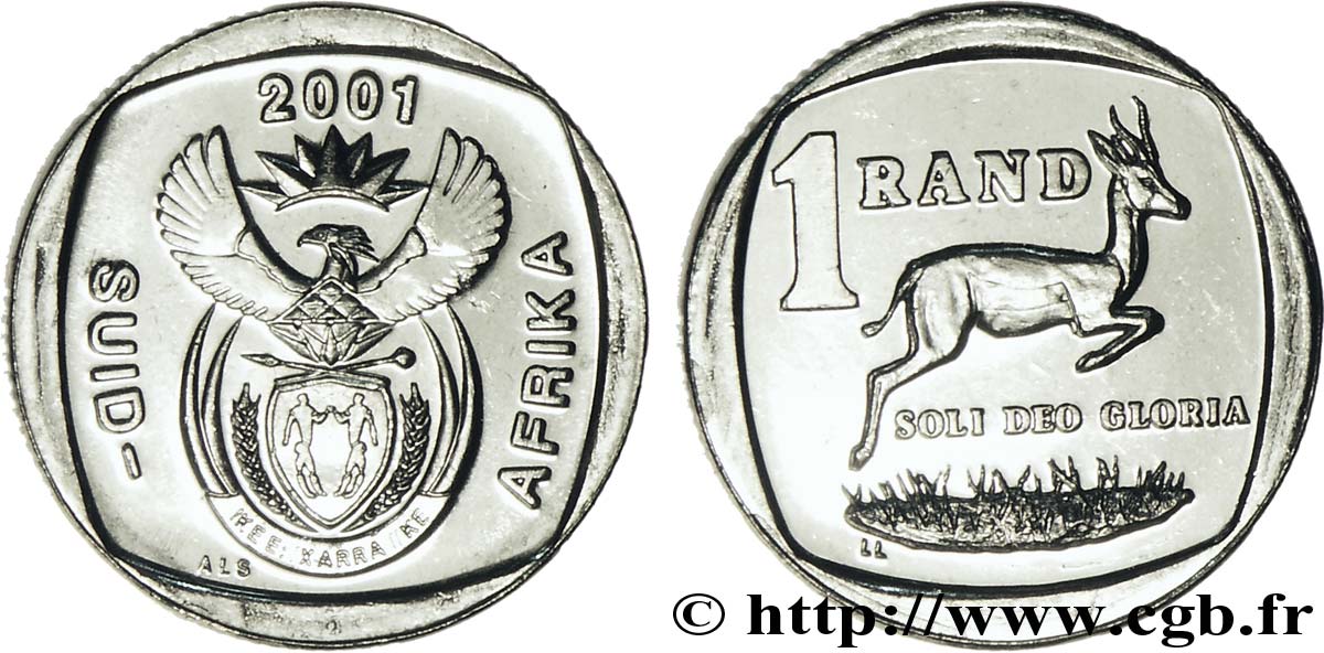 SUDAFRICA 1 Rand emblème / springbok 2001  MS 