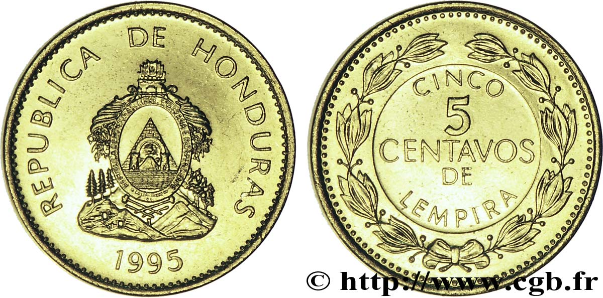 HONDURAS 5 Centavos emblème national 1995  SC 