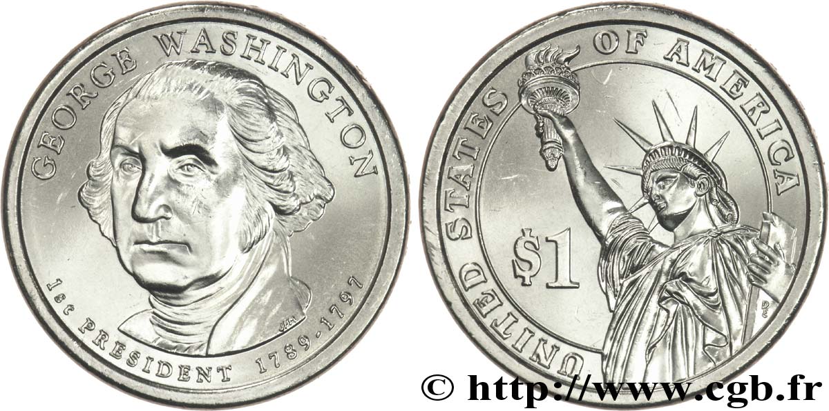 UNITED STATES OF AMERICA 1 Dollar Présidentiel Georges Washington tranche B 2007 Denver MS 