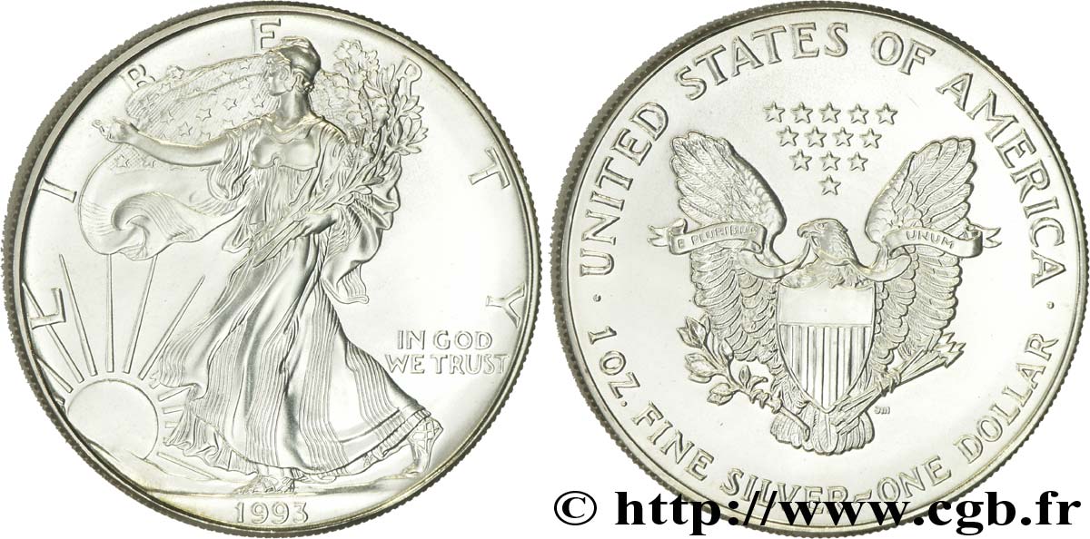 UNITED STATES OF AMERICA 1 Dollar type Silver Eagle 1993 Philadelphie MS 