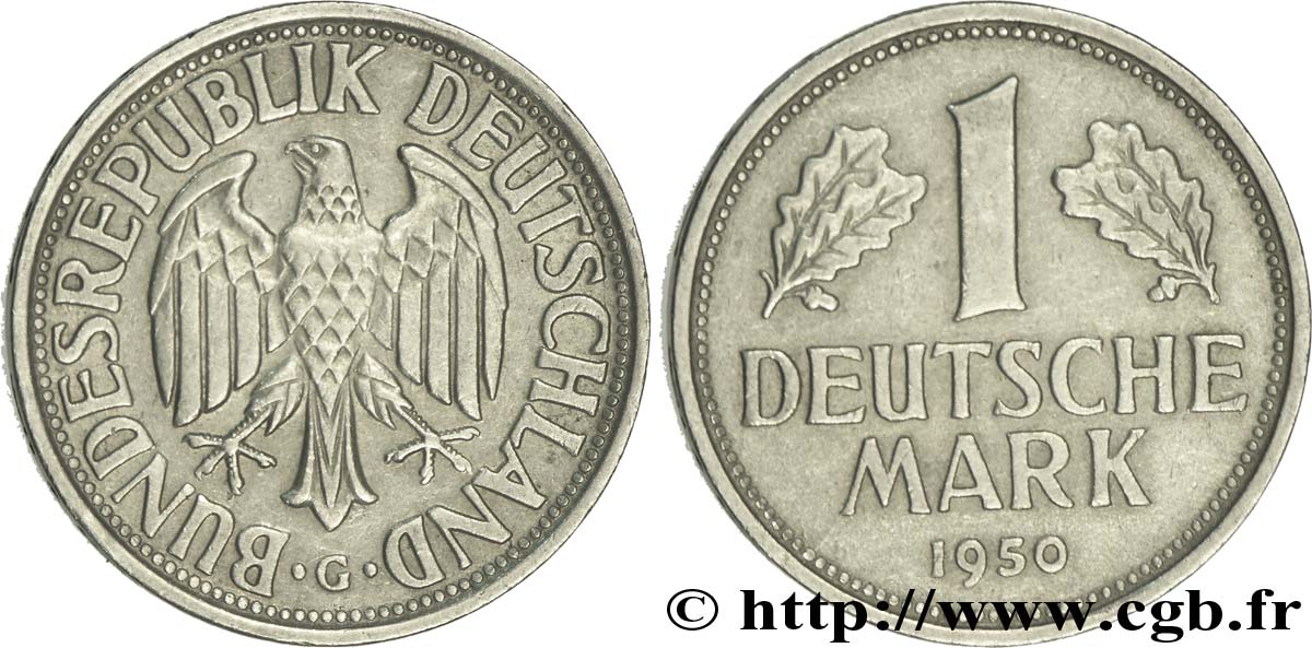 GERMANIA 1 Mark aigle 1950 Karlsruhe - G BB 