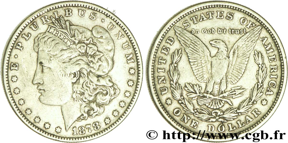 UNITED STATES OF AMERICA 1 Dollar type Morgan type à 8 plumes, 2nd revers 1878 Philadelphie XF 
