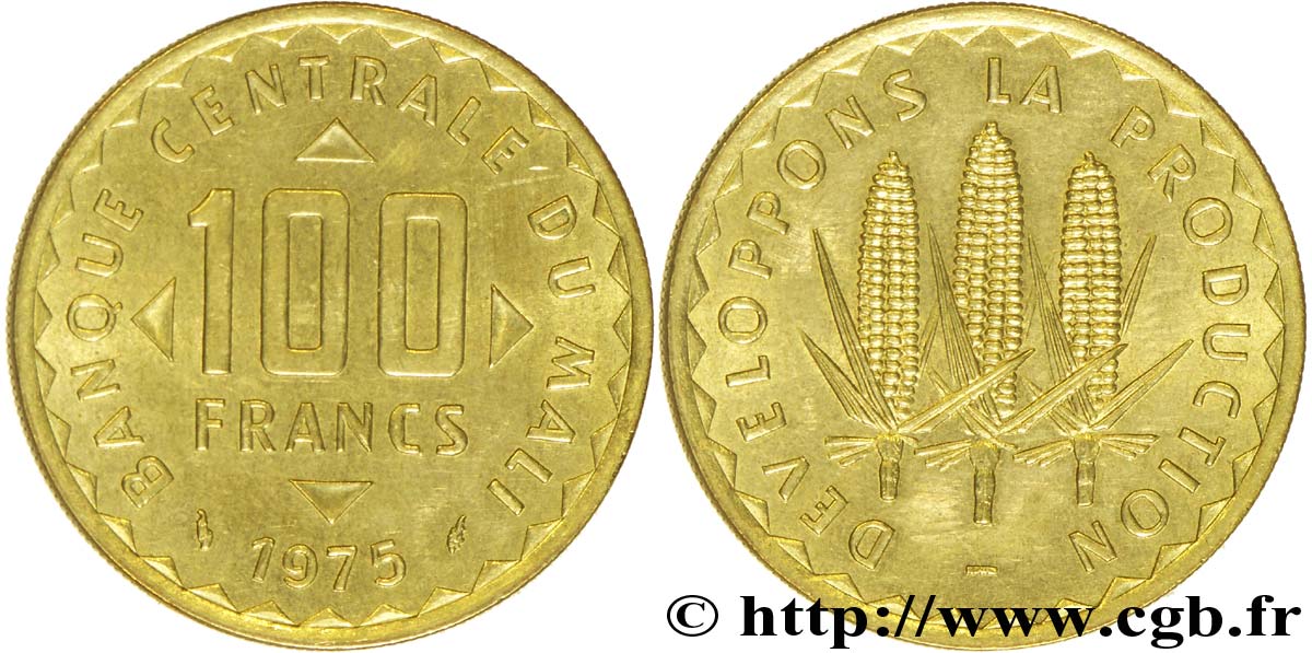 MALI 100 Francs épis de mais 1975 Paris AU 