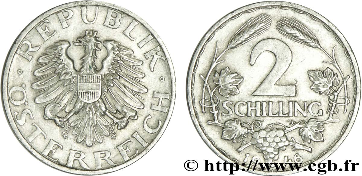 AUSTRIA 2 Schilling aigle 1946  XF 