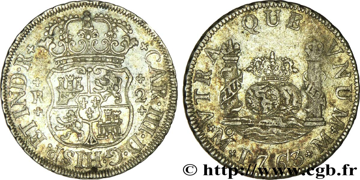 MEXICO 2 Reales 1763 Mexico AU 