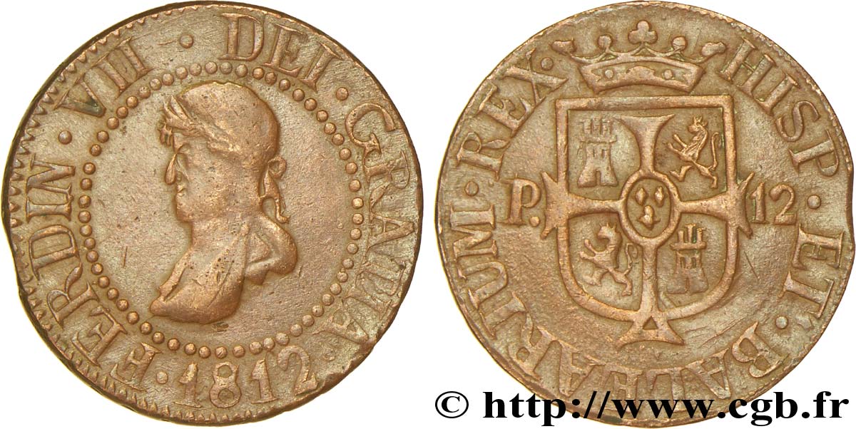 ESPAGNE - ÎLES BALÉARES 12 Dineros Iles Baléares : Ferdinand VII 1812 Majorque TB 