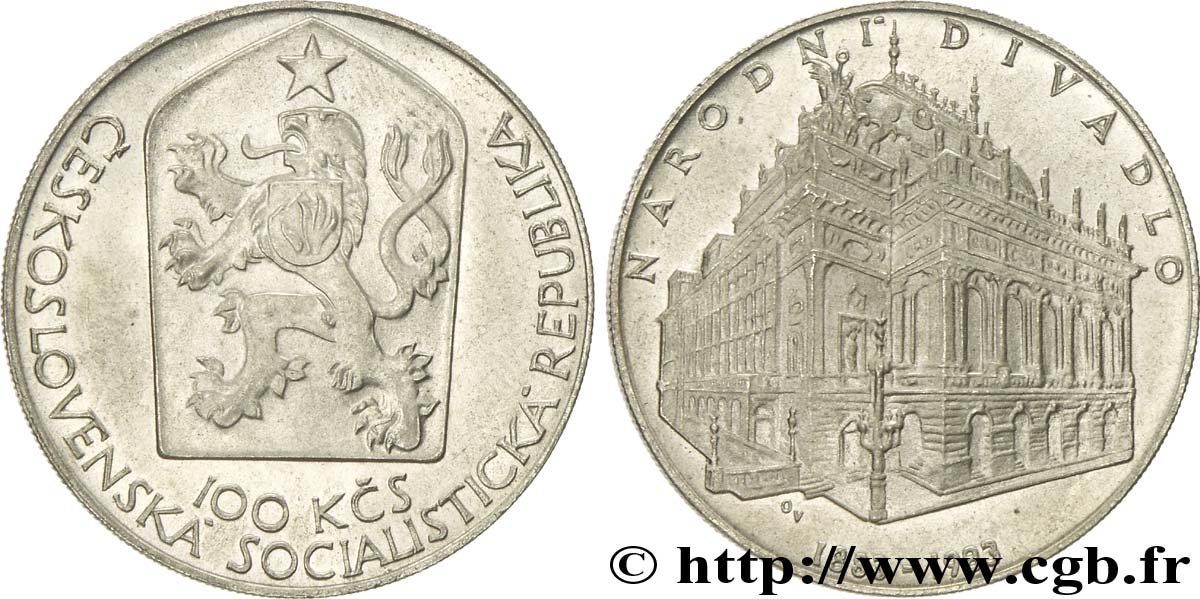 CZECHOSLOVAKIA 100 Korun Centenaire du théatre national de Prague 1983  MS 