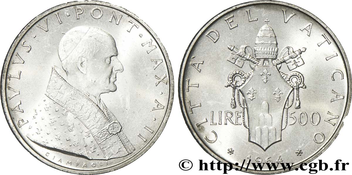 VATICANO Y ESTADOS PONTIFICIOS 500 Lire Paul VI an I 1963 Rome SC 