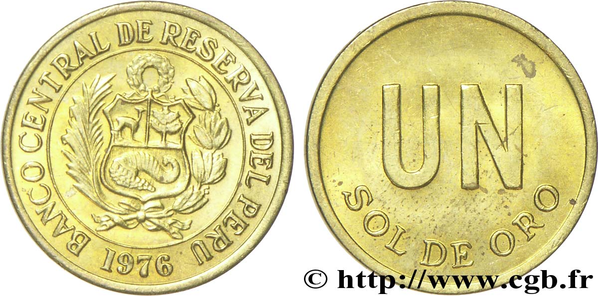 PERU 1 Sol de Oro emblème 1976 Lima MS 