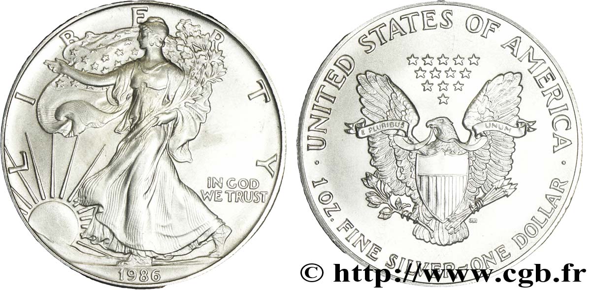 STATI UNITI D AMERICA 1 Dollar type Silver Eagle 1986 Philadelphie MS 