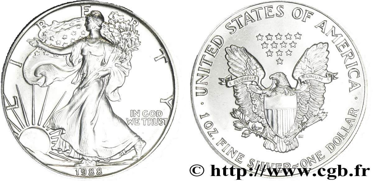 VEREINIGTE STAATEN VON AMERIKA 1 Dollar type Silver Eagle 1988 Philadelphie fST 