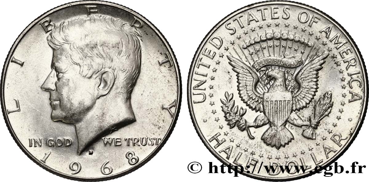 STATI UNITI D AMERICA 1/2 Dollar Kennedy 1968 Denver MS 