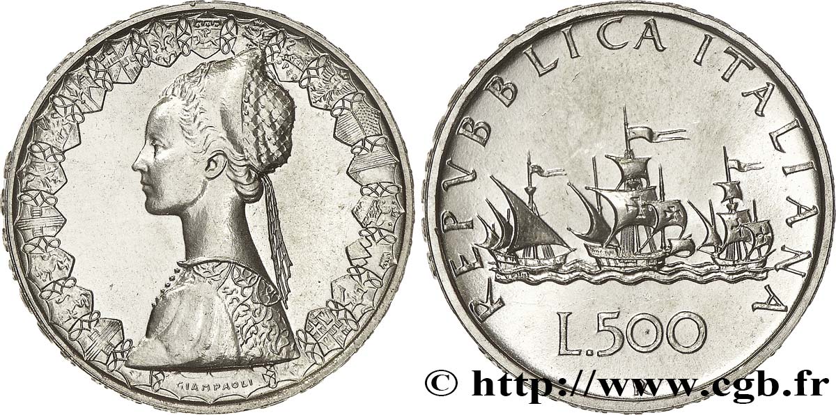ITALY 500 Lire “caravelles” 1991 Rome - R MS 