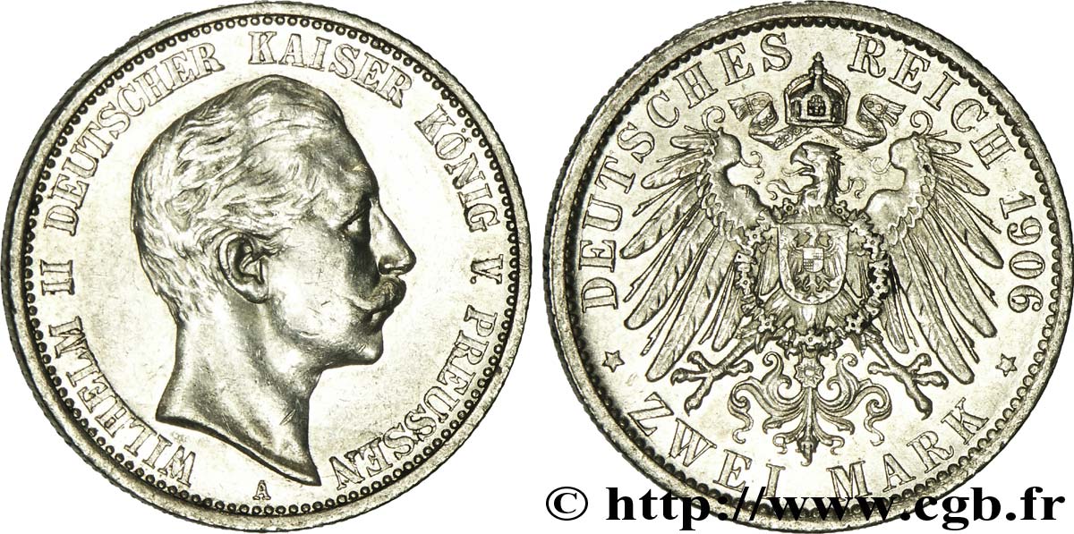 GERMANIA - PRUSSIA 2 Mark Guillaume II  1906 Berlin SPL 