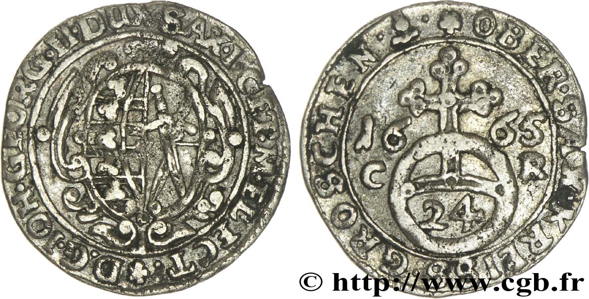 GERMANIA - SASSONIA 1/24 Thaler Duché de Saxe 1665 Bautzen MB 