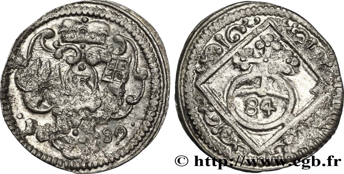 ALEMANIA - WURZBURGO (OBISPADO DE) 1 Körtling (1/84 Gulden) Evêché de Wurtzbourg : écu / St Killian 1689  EBC 